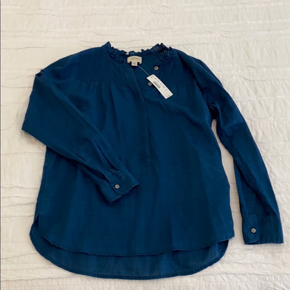 J. Crew cotton long sleeve blue shirt